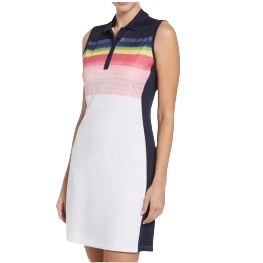 NWT! Callaway Abstract Gradient Print Color Block Golf Dress - Size Large